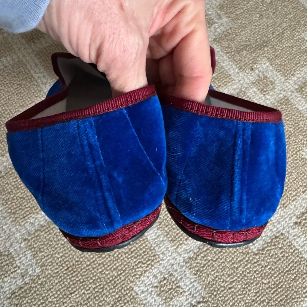 New Gallo Velvet Slip-On Loafers Red Trim Classic Dress Shoe Blue EU 41 (US 8)